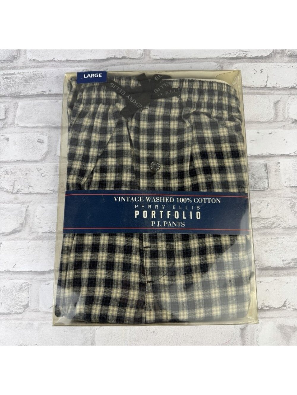 Perry Ellis Portfolio Men's Pajama Pants Size Large NEW. Vintage Black Plaid